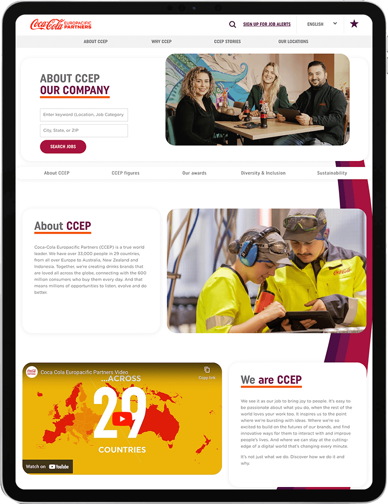 client cocacola website on ipad
