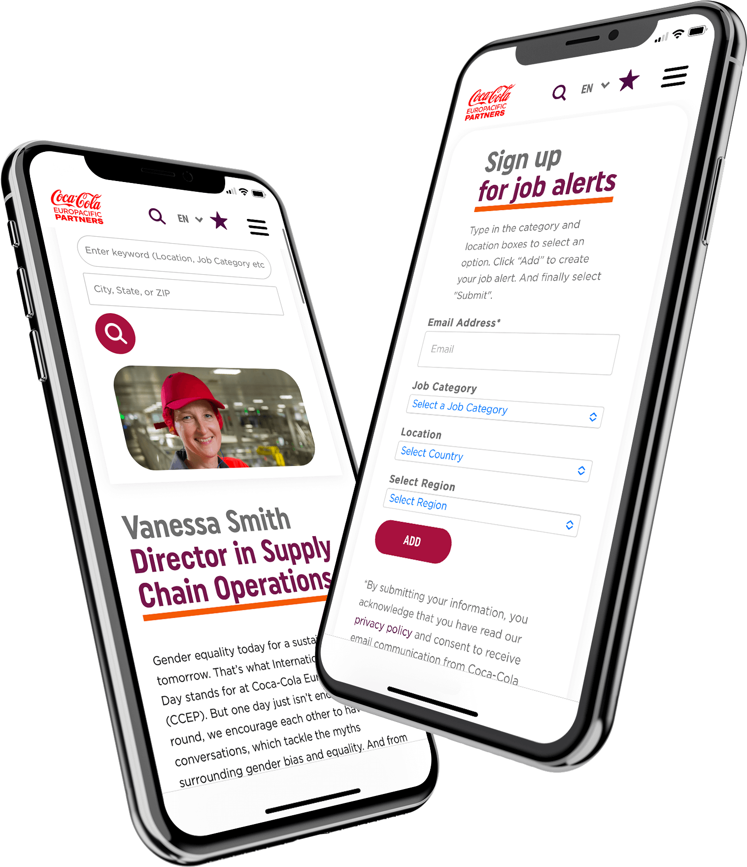 client cocacola website on phone